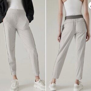 Athleta Women's Brooklyn Textured Ankle Pant, Grey and White Stripes - Size 0 P